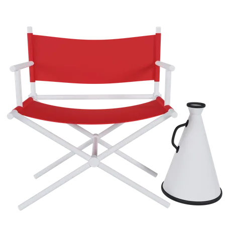 Director Chair And Megaphone  3D Illustration