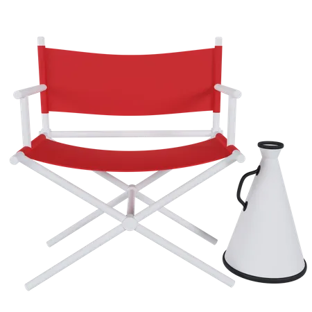 Director Chair And Megaphone 3D Illustration
