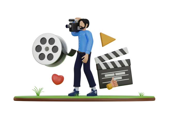 Director de cine  3D Illustration