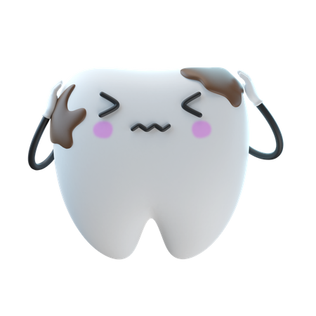 Dirty Tooth With Germ  3D Illustration