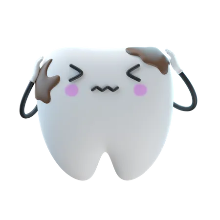 Dirty Tooth With Germ  3D Illustration