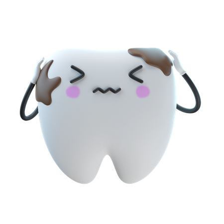 Dirty Tooth With Germ  3D Illustration