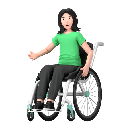 Disable Woman Seating On Wheelchair  3D Icon