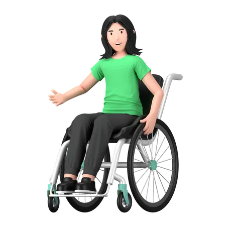 Disable Woman Seating On Wheelchair  3D Icon