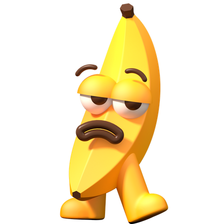 Disappointed banana  3D Illustration