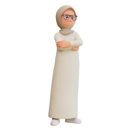 Disappointed Muslim Girl  3D Illustration