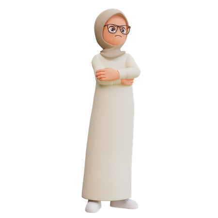 Disappointed Muslim Girl 3D Illustration