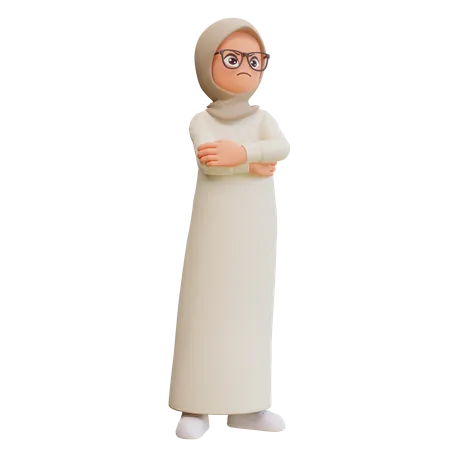 Disappointed Muslim Girl 3D Illustration