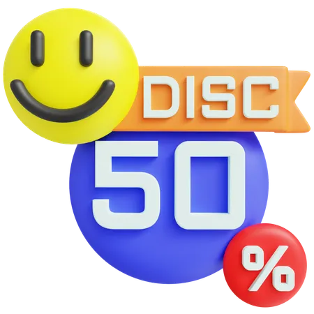 3 D Disc 50 Percent With Isolated Background 3D Icon