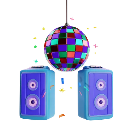3 D Render Disco Ball With Sound Speaker 3D Icon