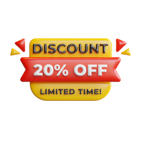 Discount 20 Percentage  3D Icon