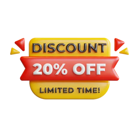 Discount 20 Percentage  3D Icon
