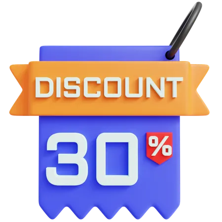 3 D Discount 30 Percent With Isolated Background 3D Icon