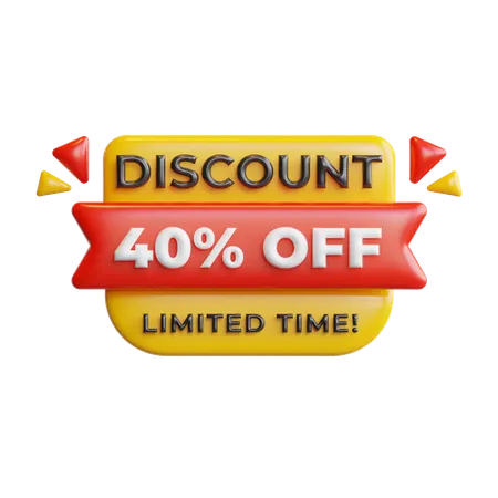 Discount 40 Percentage  3D Icon