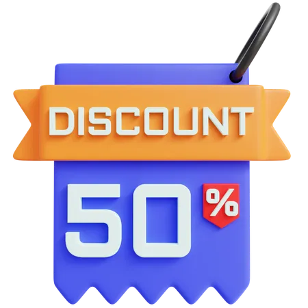 3 D Discount 50 Percent With Isolated Background 3D Icon