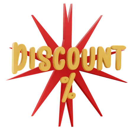 3 D Illustration Discount Logo Text With Transparent Background 3D Icon