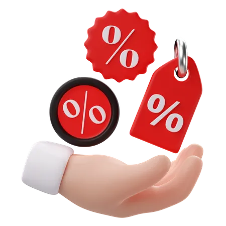 3 D Rendering Of Black Friday Hand Holding Discount Tags Icon 3D Icon