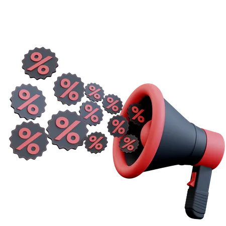 3 D Illustration Of Megaphone And Discount Label 3D Icon