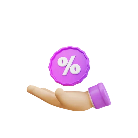 3 D Hand Gesture With Discount Badge Illustration 3D Icon