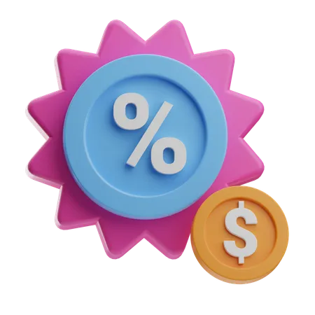 Discount Badge With Coin  3D Icon