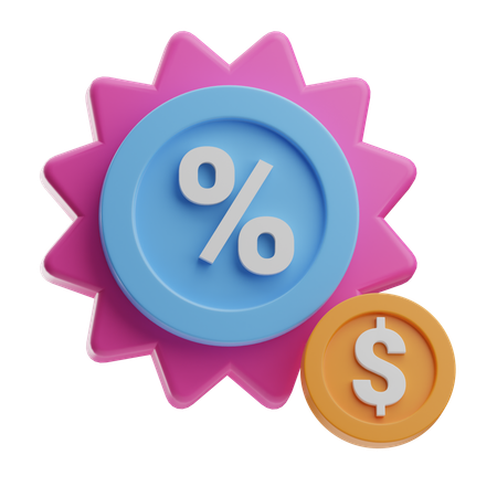 Discount Badge With Coin  3D Icon