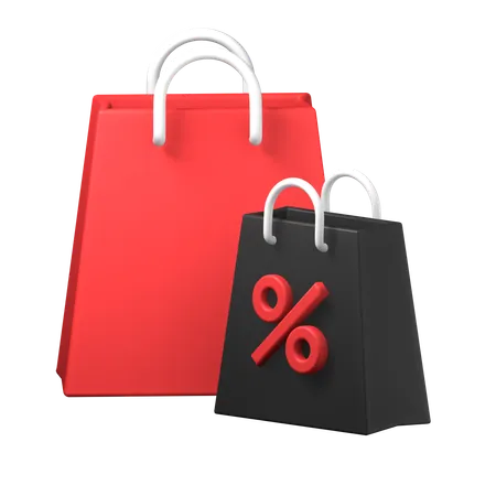 Red Black Shopping Bag Color For Black Friday Sale Poster Promotion 3 D Icon Illustration Design 3D Icon