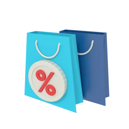 3 D Illustration Of Discount On Bag 3D Icon