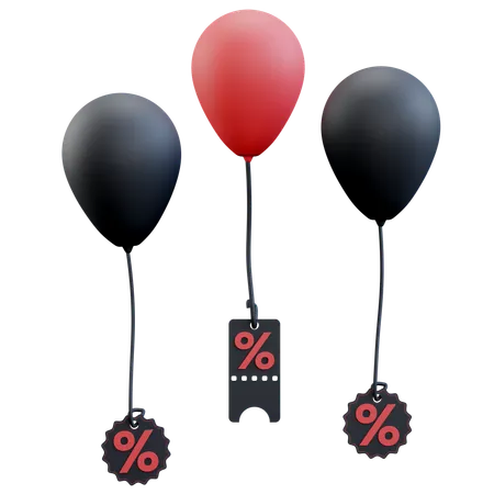 3 D Illustration Of Balloon And Discount Voucher 3D Icon