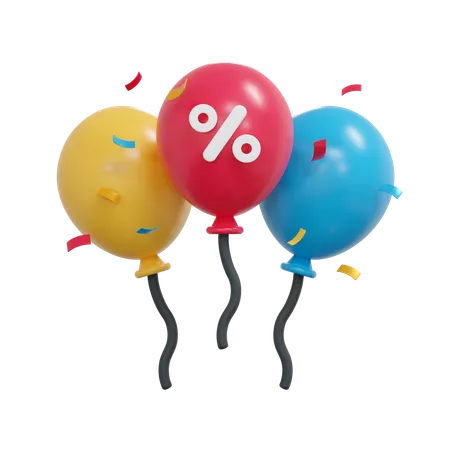 Discount Balloons  3D Icon