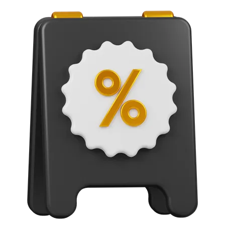 Black Banner Discount With Percent Black Friday 3 D Icon Illustration Vector Happy Shopping With Discount And Hot Sale 3D Icon