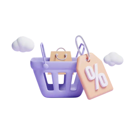 Discount Basket  3D Icon