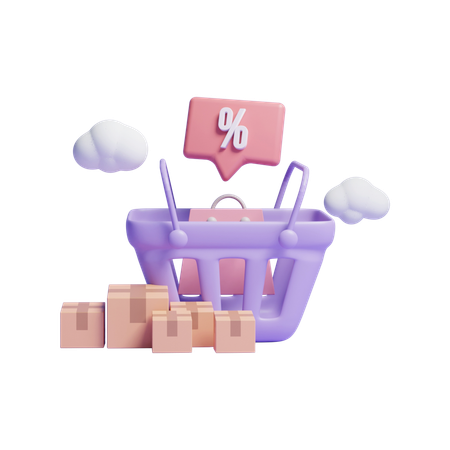 Discount Basket  3D Icon