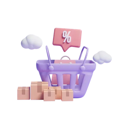 Discount Basket  3D Icon