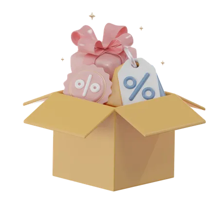 Discount Box  3D Icon