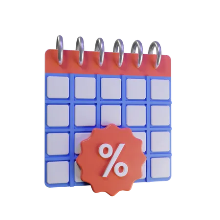 Discount Calendar  3D Illustration