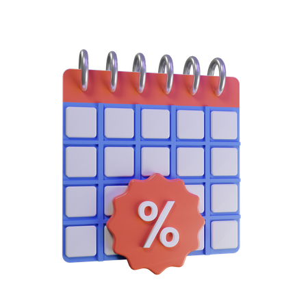 Discount Calendar 3D Illustration