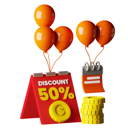 Discount Calendar  3D Icon