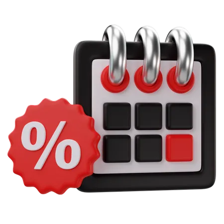 3 D Rendering Of Black Friday Calendar Icon 3D Icon