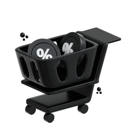 3 D Shopping Cart Discount Icon 3D Icon