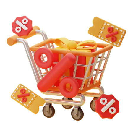 DISCOUNT CART  3D Icon
