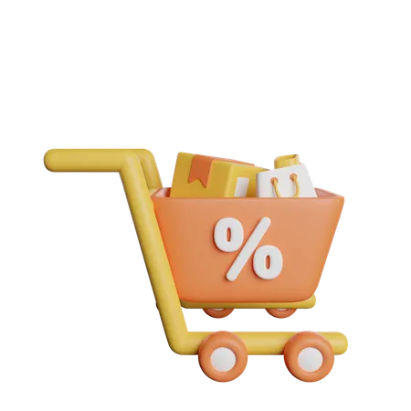 Discount Cart  3D Icon