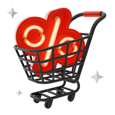 Discount Cart  3D Icon