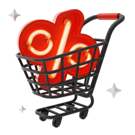 Discount Cart  3D Icon