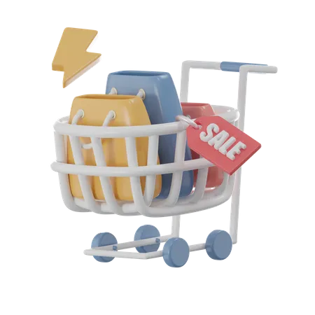 Discount Cart  3D Icon