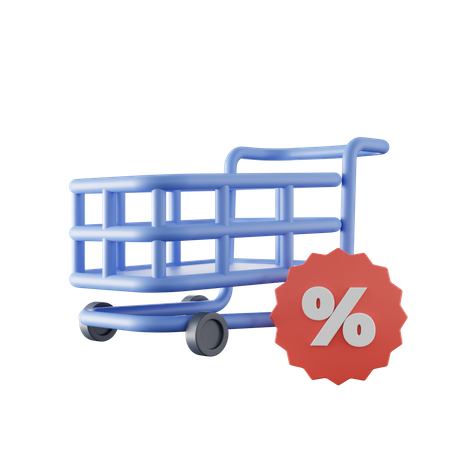 Discount Cart  3D Icon