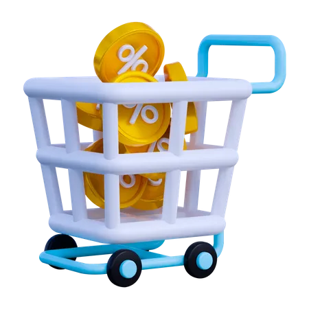 Discount Cart  3D Icon