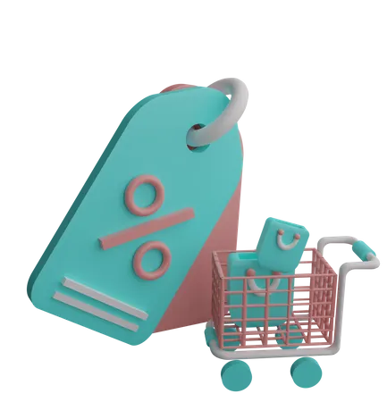 Discount Cart  3D Illustration