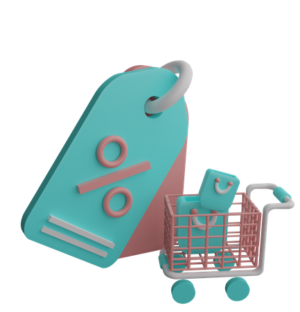 Discount Cart  3D Illustration