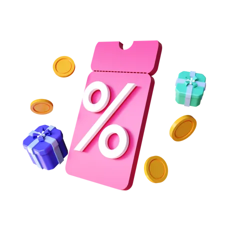 Discount Coupon  3D Illustration