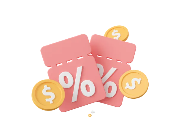 3 D Cartoon Design Illustration Of Discount Code And Coin Use For Shopping Advertising Marketing Promotion Concept 3D Icon